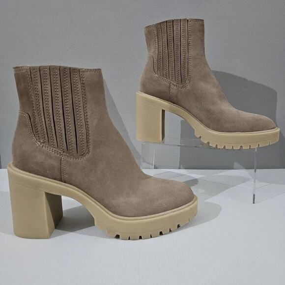 Dolce Vita Caster H20 Ankle Bootie Womens 10 Tan Suede Waterproof Platform Fall - Picture 4 of 16